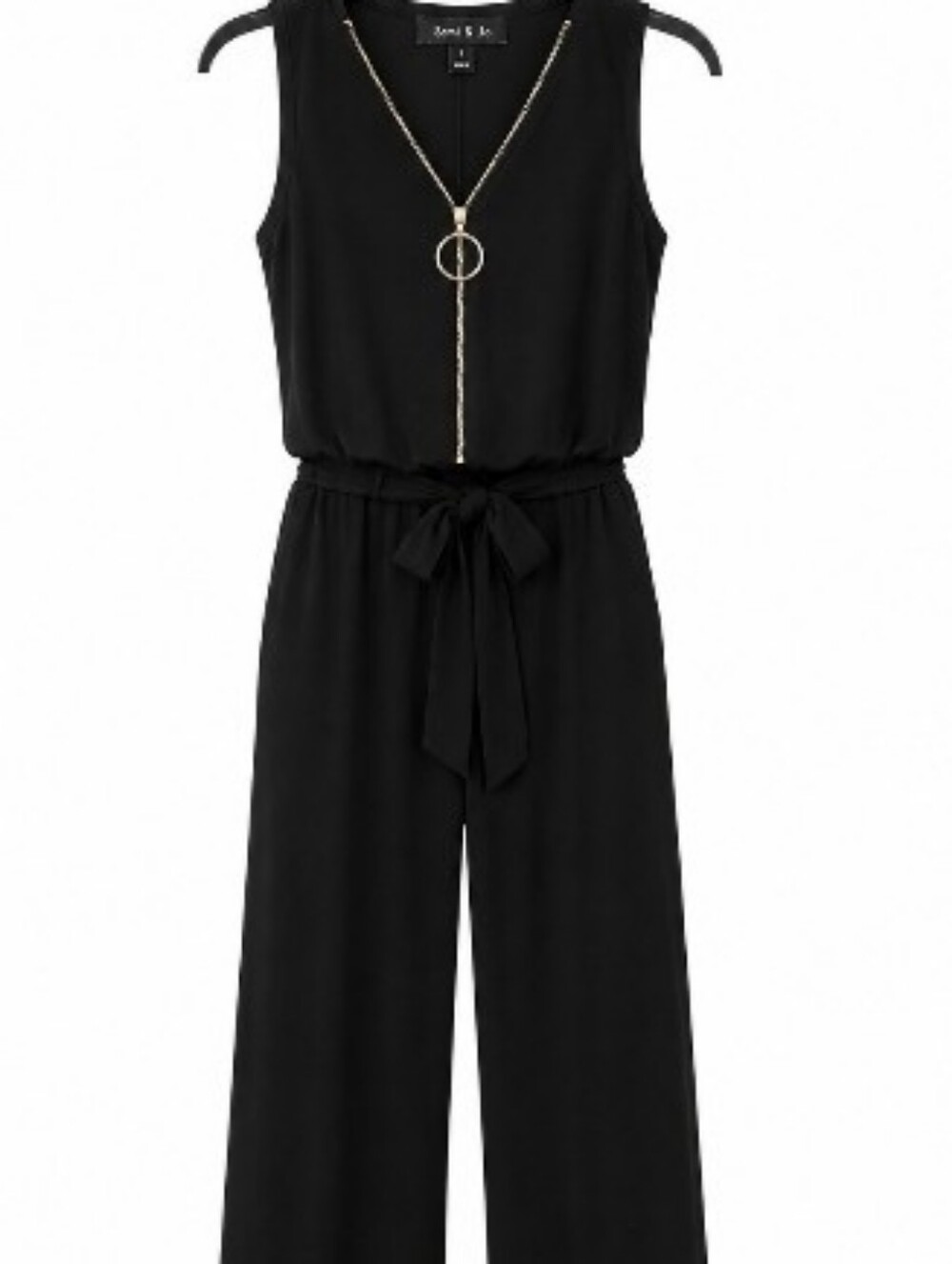 Sami & Jo Black Sleeveless Maxi ROMPER with Ring Zip Pull